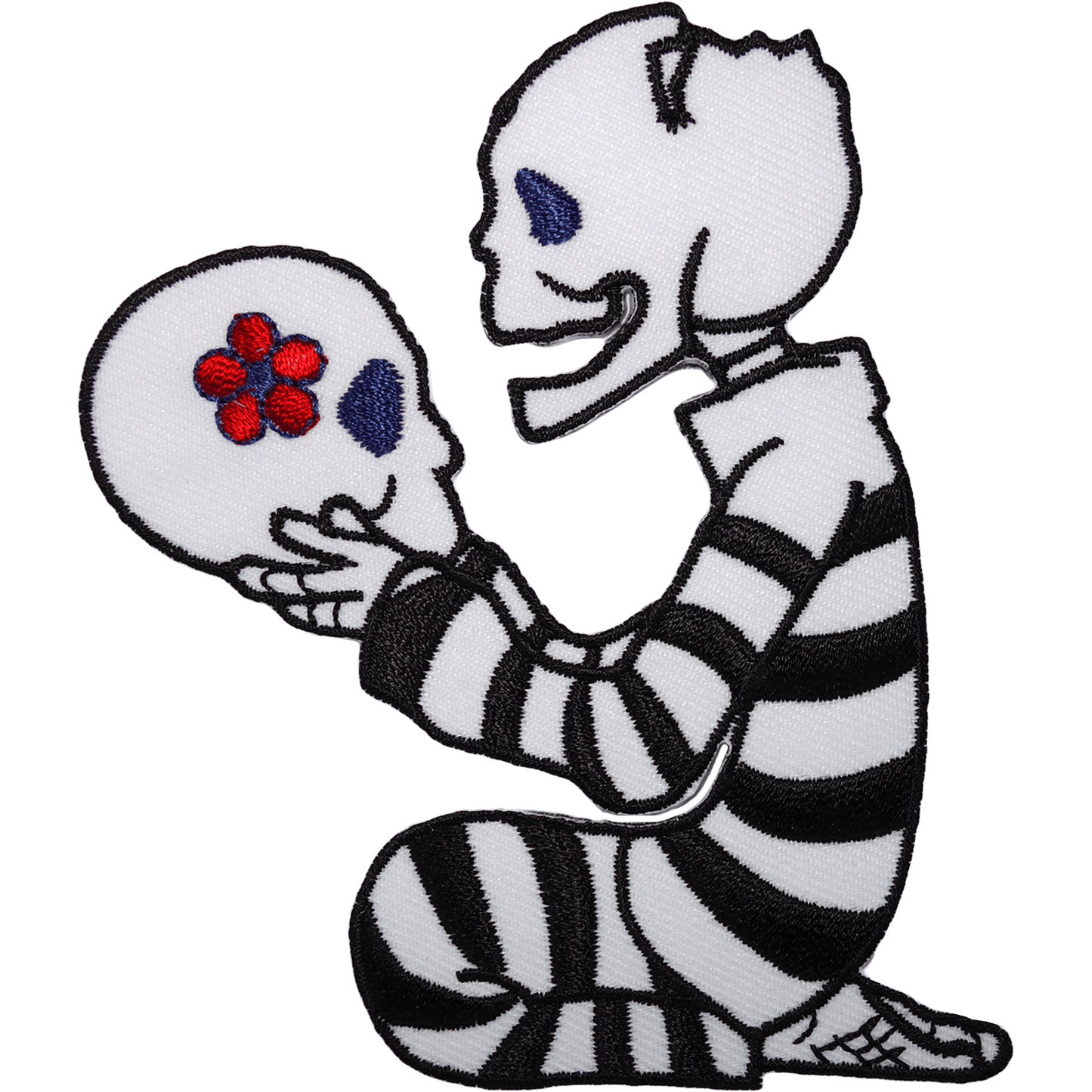 Skeleton Skull Flower Iron On Patch Womens Girls Clothes Sew Embroidered Badge