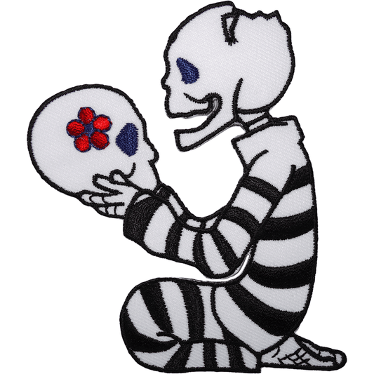 Skeleton Skull Flower Iron On Patch Womens Girls Clothes Sew Embroidered Badge