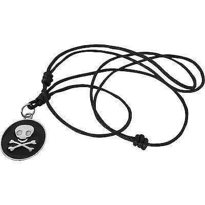 Skull and Crossbones Pendant Chain Necklace Men Pirate Fancy Dress Silver Colour