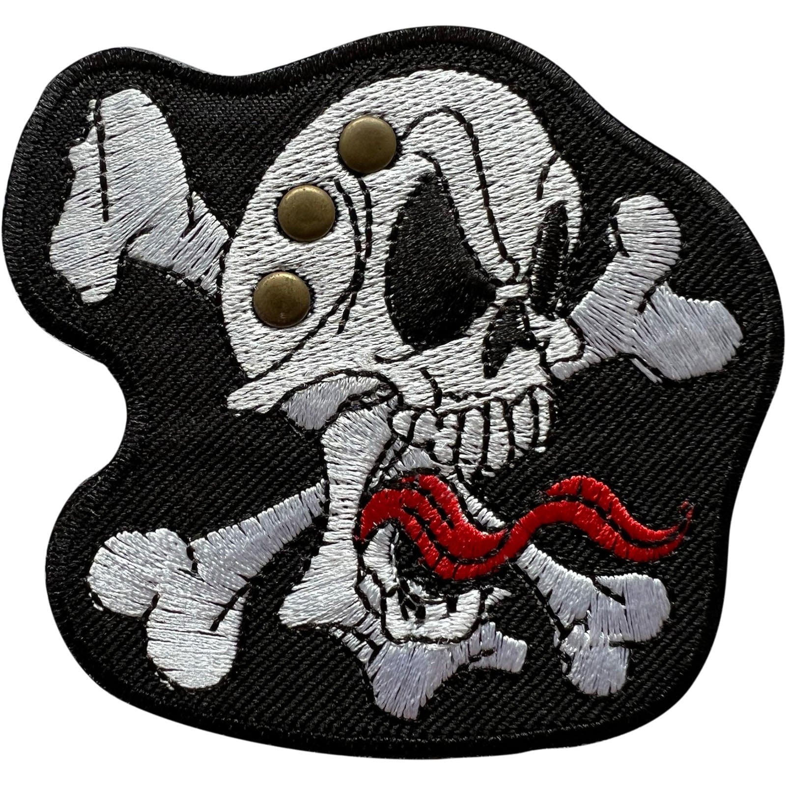 Skull and Crossbones Studded Patch Iron On Sew On Clothes Bag Embroidered Badge