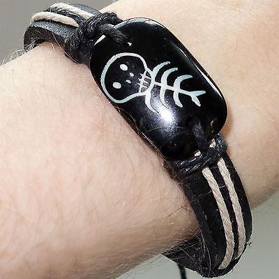 Skull Fish Bone Hemp Cord Bracelet Wristband Surf Bangle Mens Womens Girls Boys Skull Fish Bone Hemp Cord Bracelet Wristband Surf Bangle Mens Womens Girls Boys