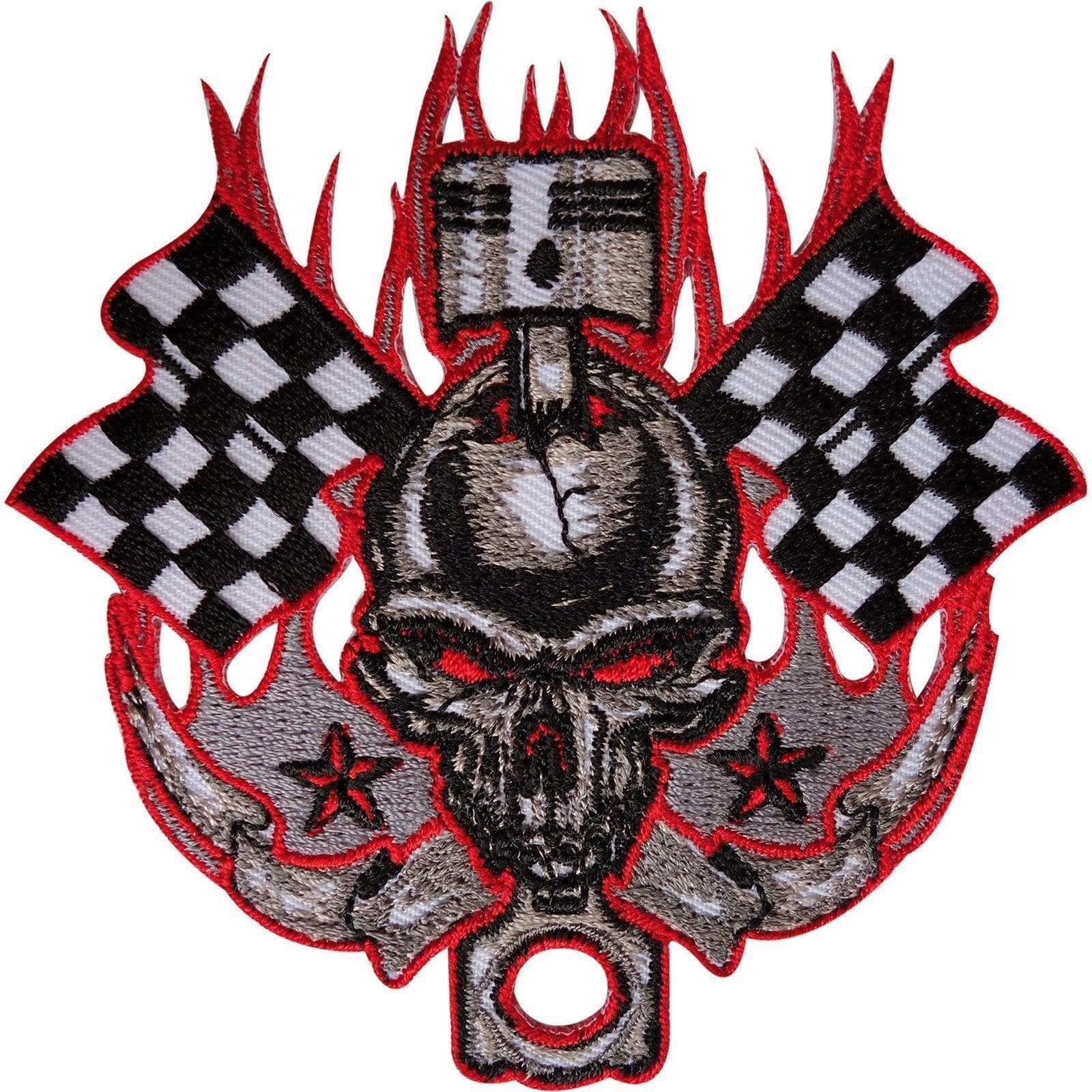 Skull Patch Badge Embroidered Applique Iron Sew On F1 Moto Motorbike R