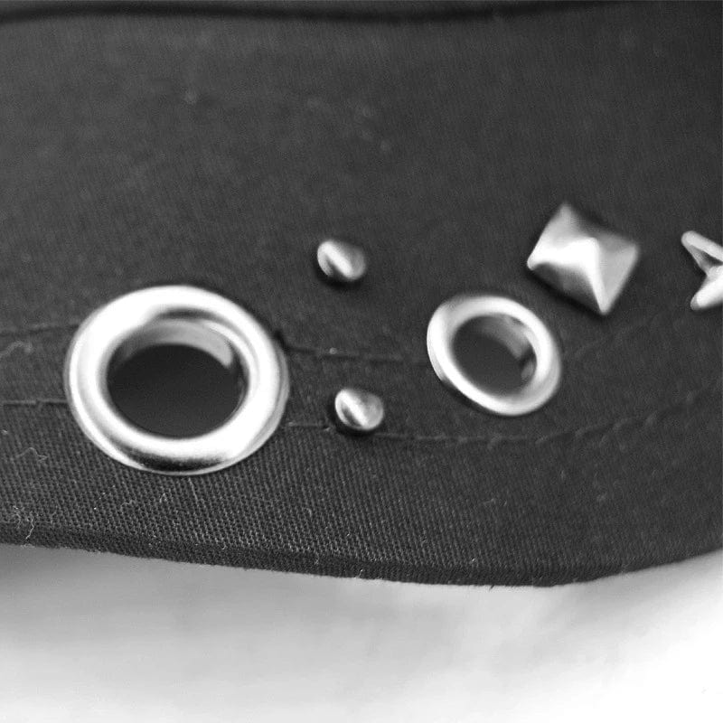 Skull Star Rivets Black Baseball Cap Hat Punk Rock Flat Top Military Army Cap