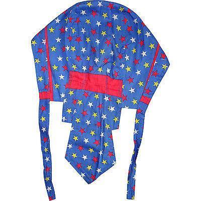 Stars Blue Bandana Biker Durag Under Motorcycle Motorbike Bicycle Helmet Hat Cap