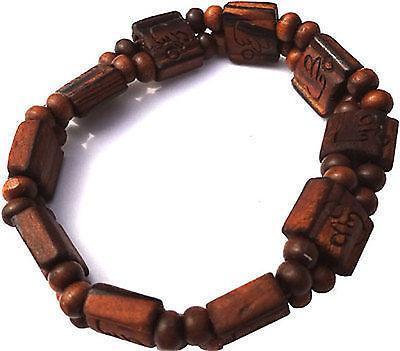 Stretchy Brown Wooden Beaded Wristband Bracelet Bangle Mens Womens Girls Boys