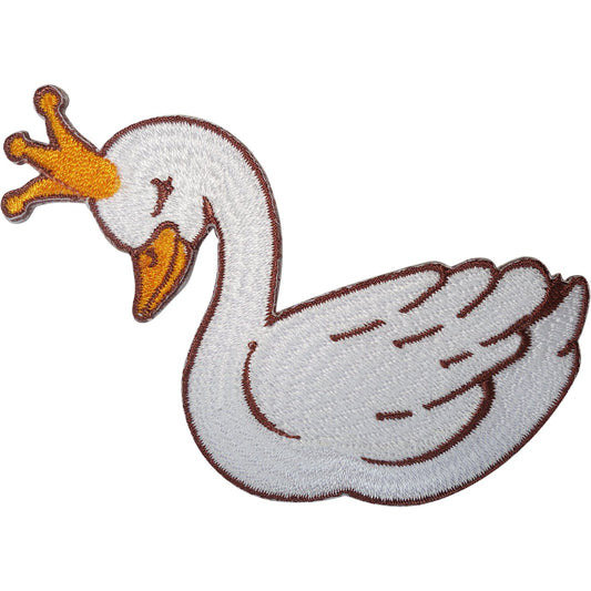 Swan Princess Patch Iron Sew On Clothes Bag Bird Crown Queen Embroidered Badge