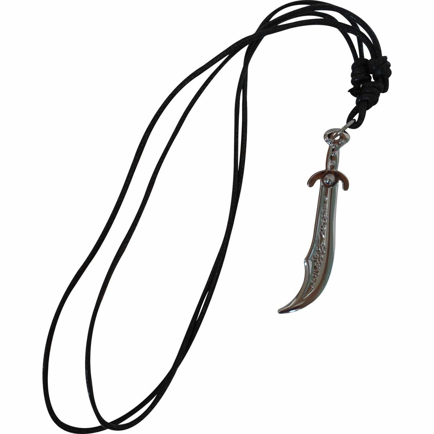 Sword Pendant Black Cord Necklace Chain Mens Boys Kid Mans Silver Tone Jewellery