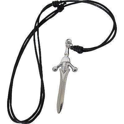 Sword Skull Pendant Black Cord Chain Necklace Mens Boys Kids Mans Silver Colour