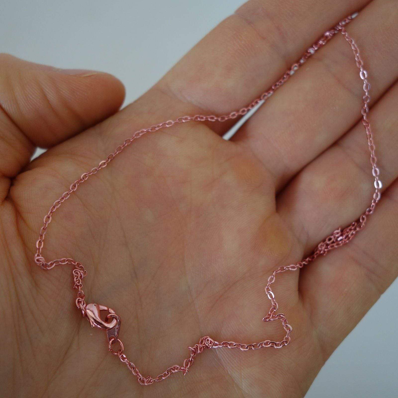 Thin Pink Steel Chain Metal Necklace Mens Womens Girls Boys Childrens Jewellery