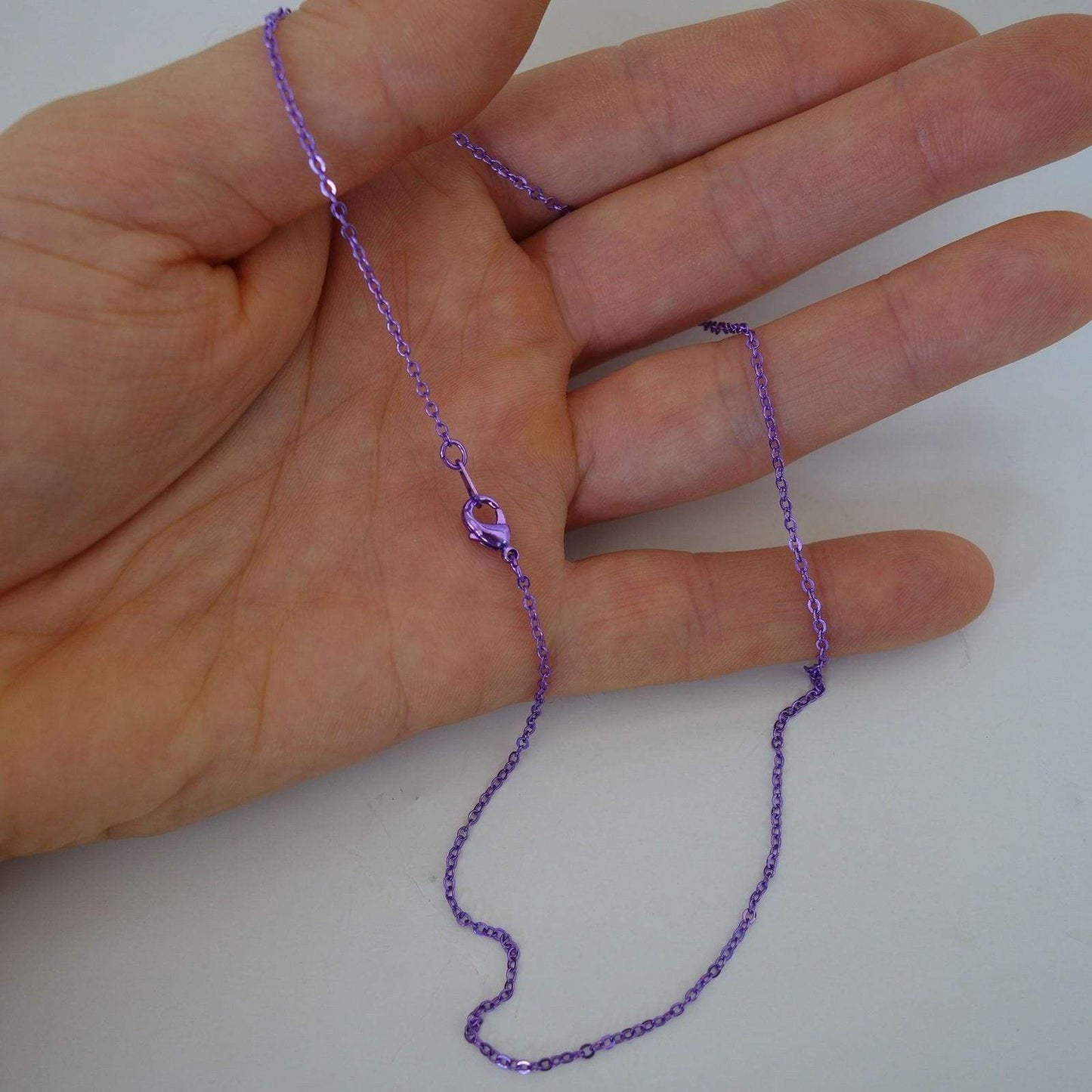 Thin Purple Steel Chain Metal Necklace Mens Ladies Girls Boys Children Jewellery Thin Purple Steel Chain Metal Necklace Mens Ladies Girls Boys Children Jewellery