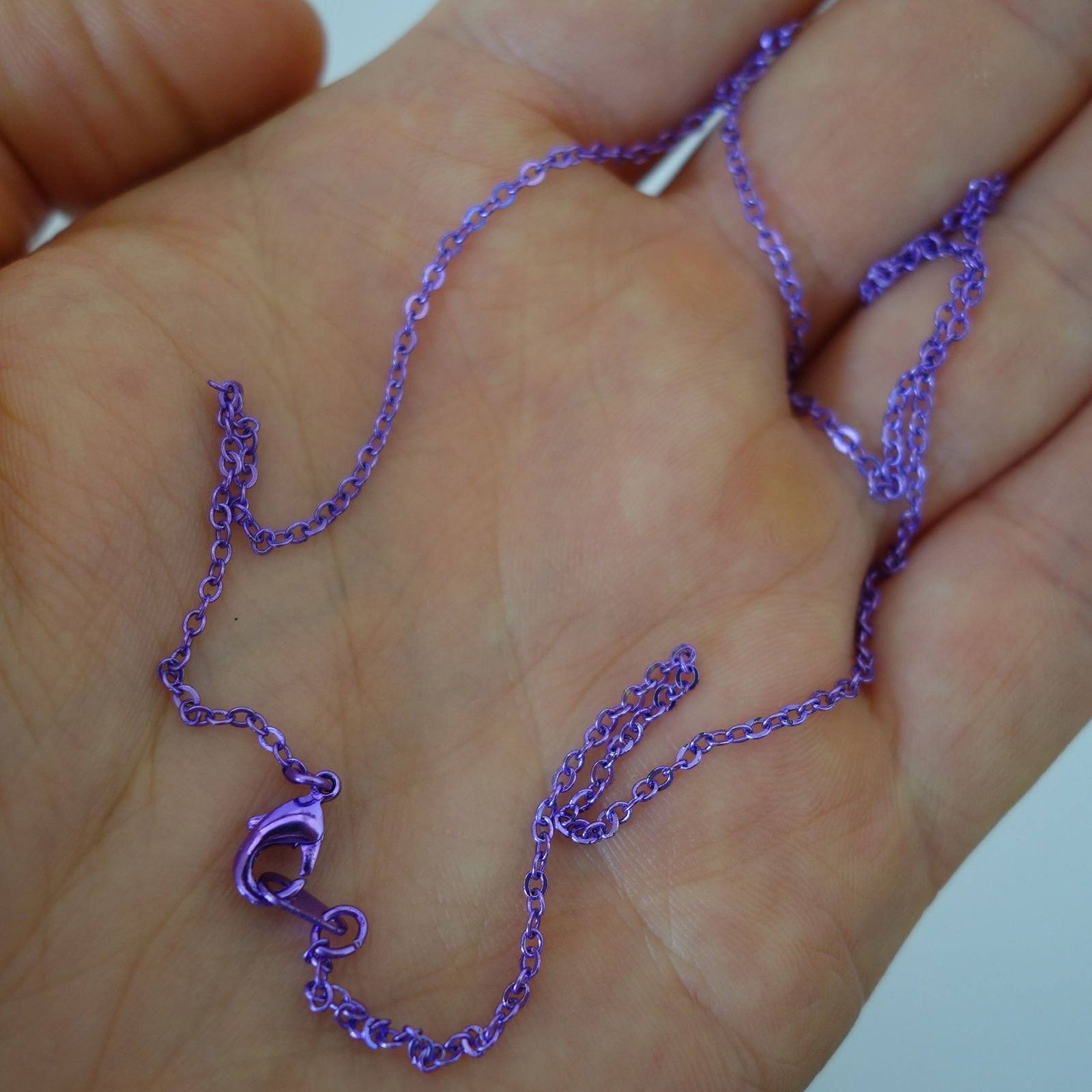 Thin Purple Steel Chain Metal Necklace Mens Ladies Girls Boys Children Jewellery Thin Purple Steel Chain Metal Necklace Mens Ladies Girls Boys Children Jewellery