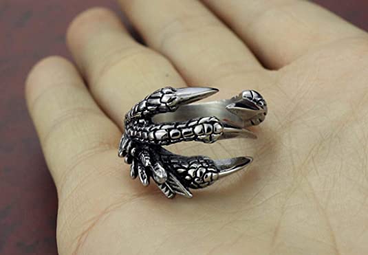 Titanium Steel Silver Dragon Eagle Claw Resizable