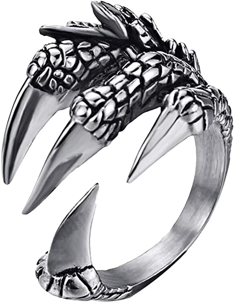 Titanium Steel Silver Dragon Eagle Claw Resizable