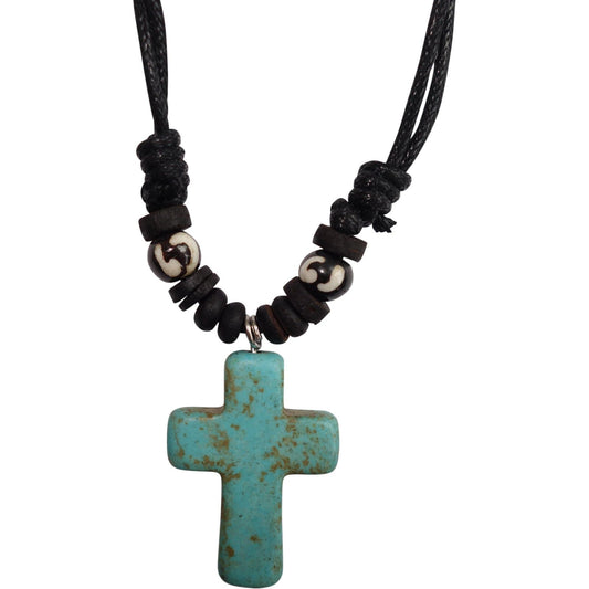 Turquoise Jesus Cross Pendant Chain Necklace Mens Womens Boys Girls Jewellery