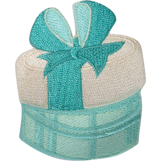 Turquoise Present Gift Box Iron Sew On Patch Clothes Embroidered Badge Applique