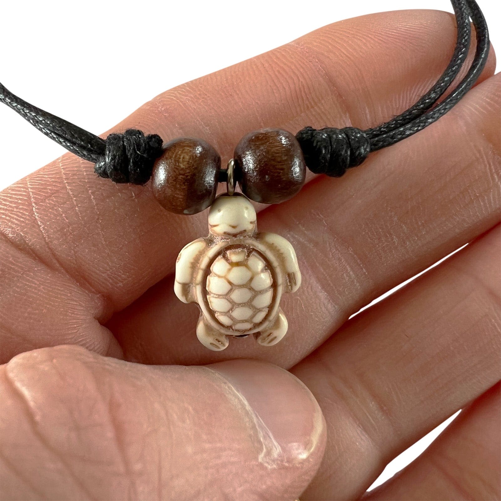 Turtle Pendant Black Cord Chain Bead Necklace Womens Mens Girls Boys Jewellery