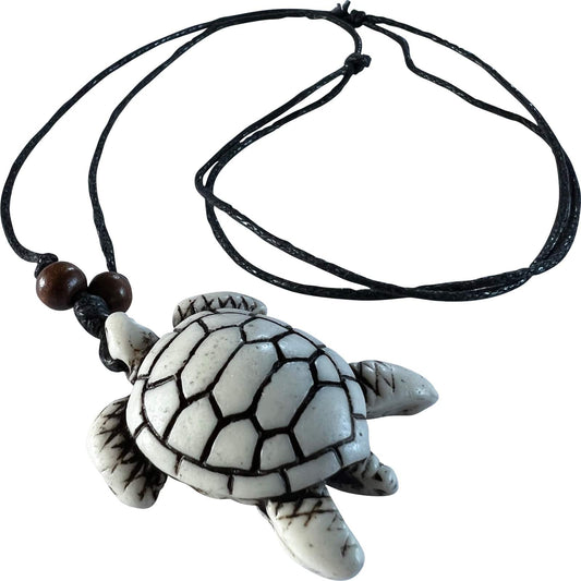 Turtle Pendant Black Cord Chain Necklace Womens Mens Girls Boys Surfer Jewellery