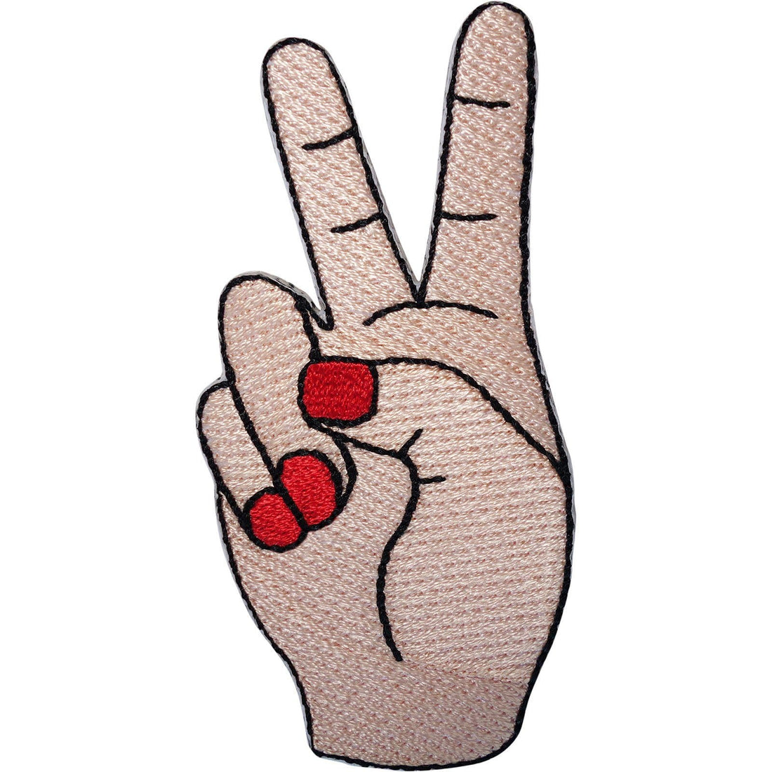 V Sign Patch Iron Sew On Two Fingers Peace Symbol Hand Gesture Embroid