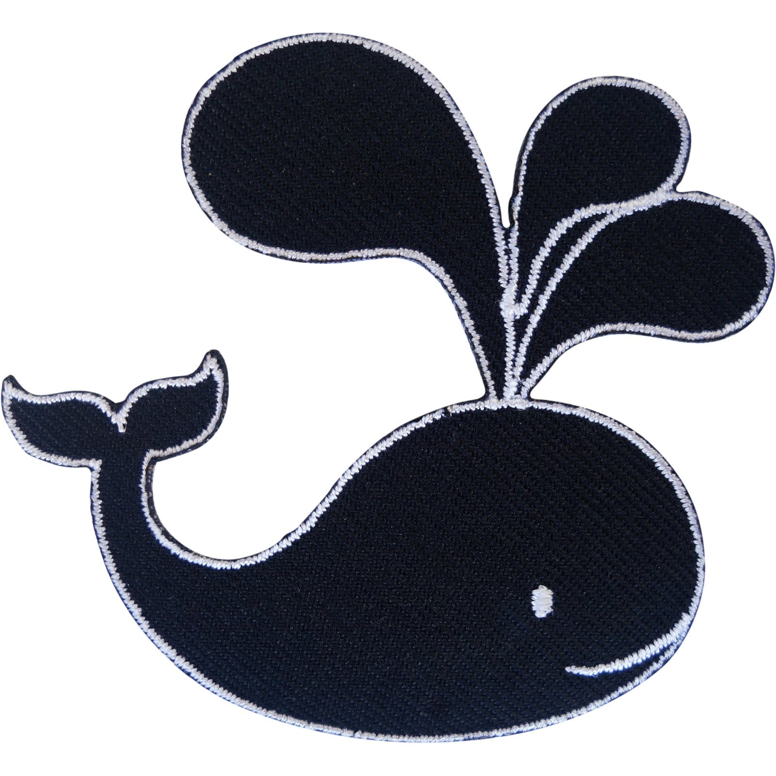 Whale Patch Iron Sew On Clothes Bag Black Embroidered Badge Fish Craft