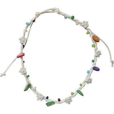 White Ankle Bracelet Foot Anklet Cord Chain Womens Girl Kids Feet Bead Jewellery