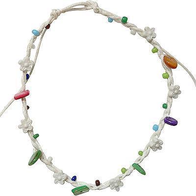 White Ankle Bracelet Foot Anklet Cord Chain Womens Girl Kids Feet Bead Jewellery