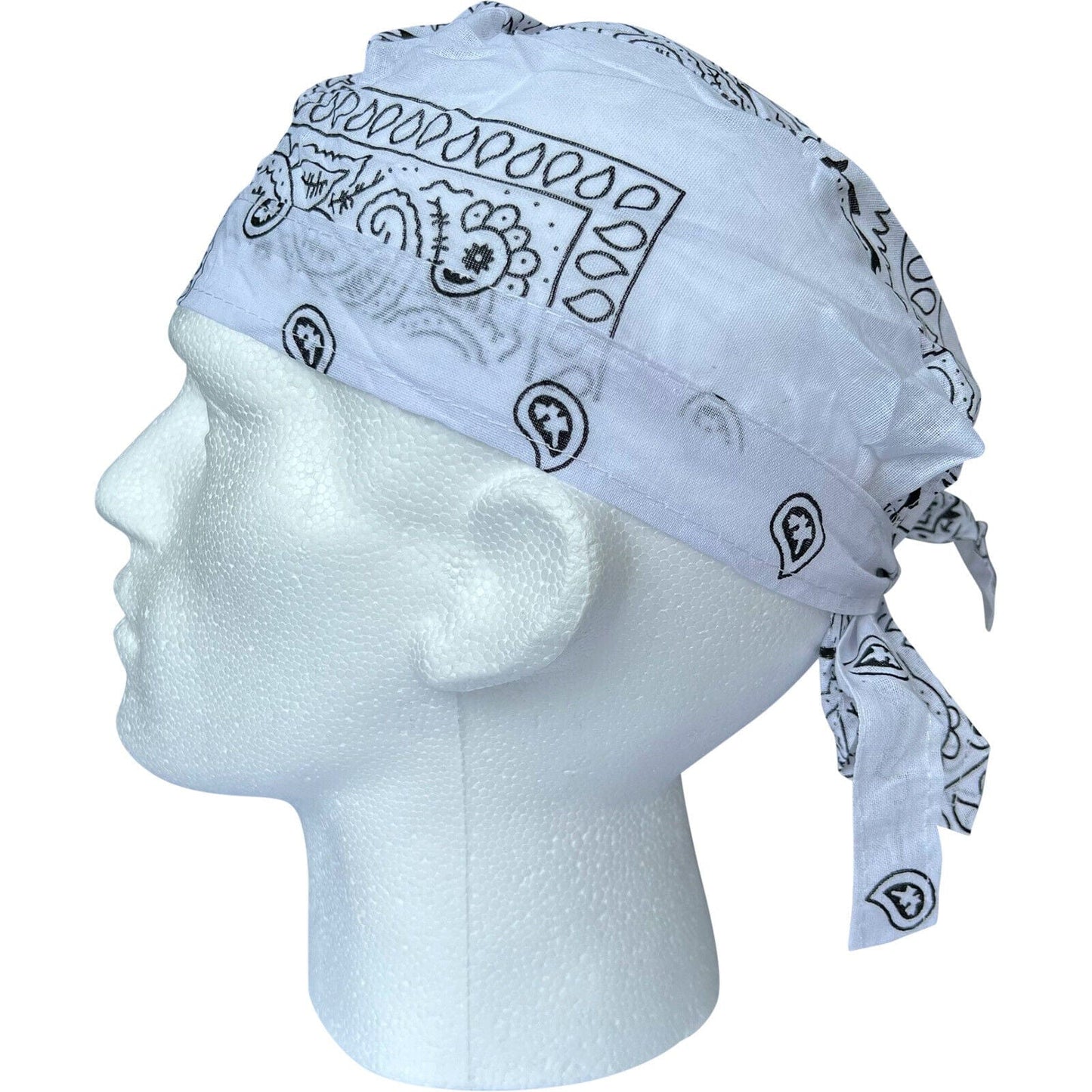White Bandana Zandana Hairband Headband Headscarf Durag Hair Head Band Hat Cap