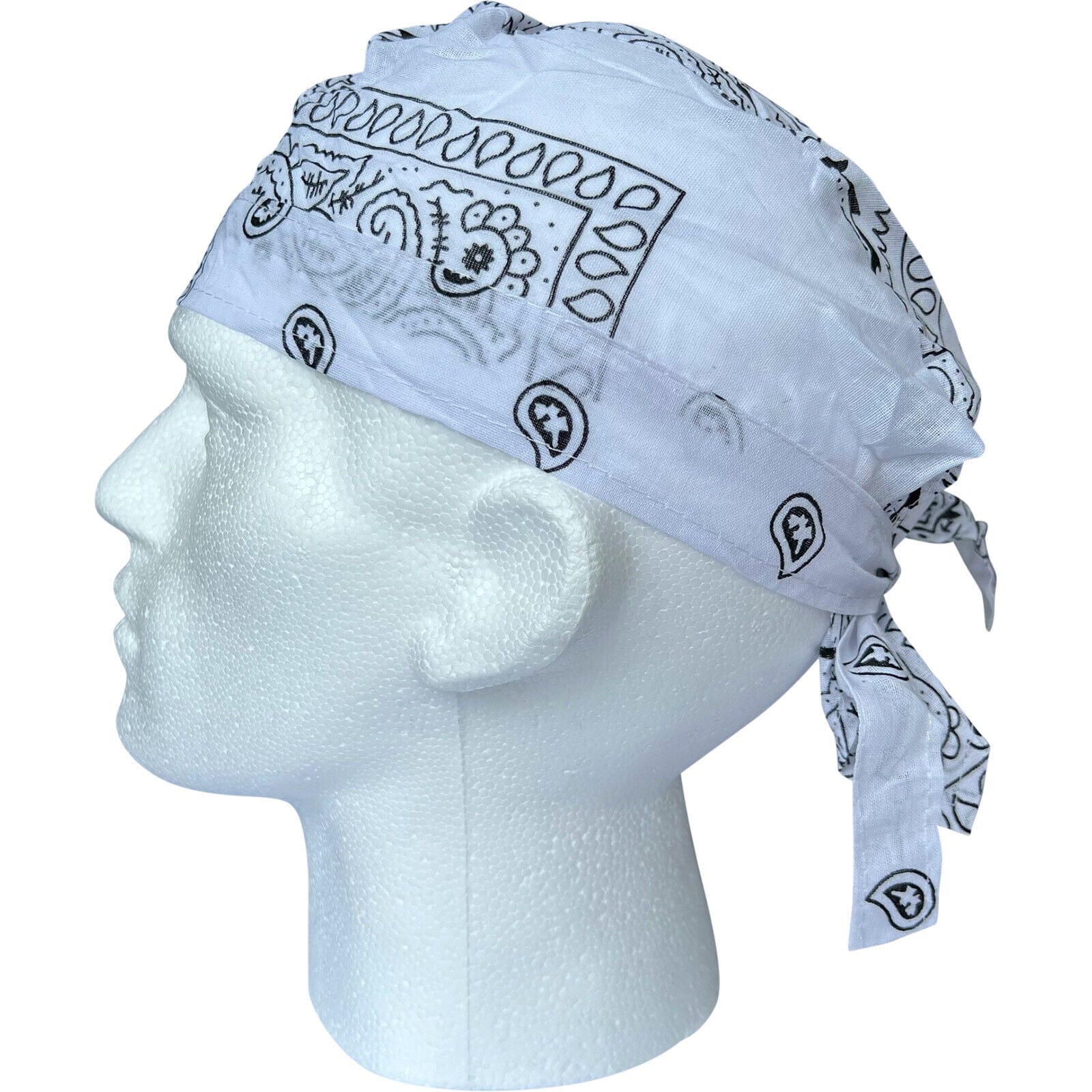 White Bandana Zandana Hairband Headband Headscarf Durag Hair Head Band Hat Cap