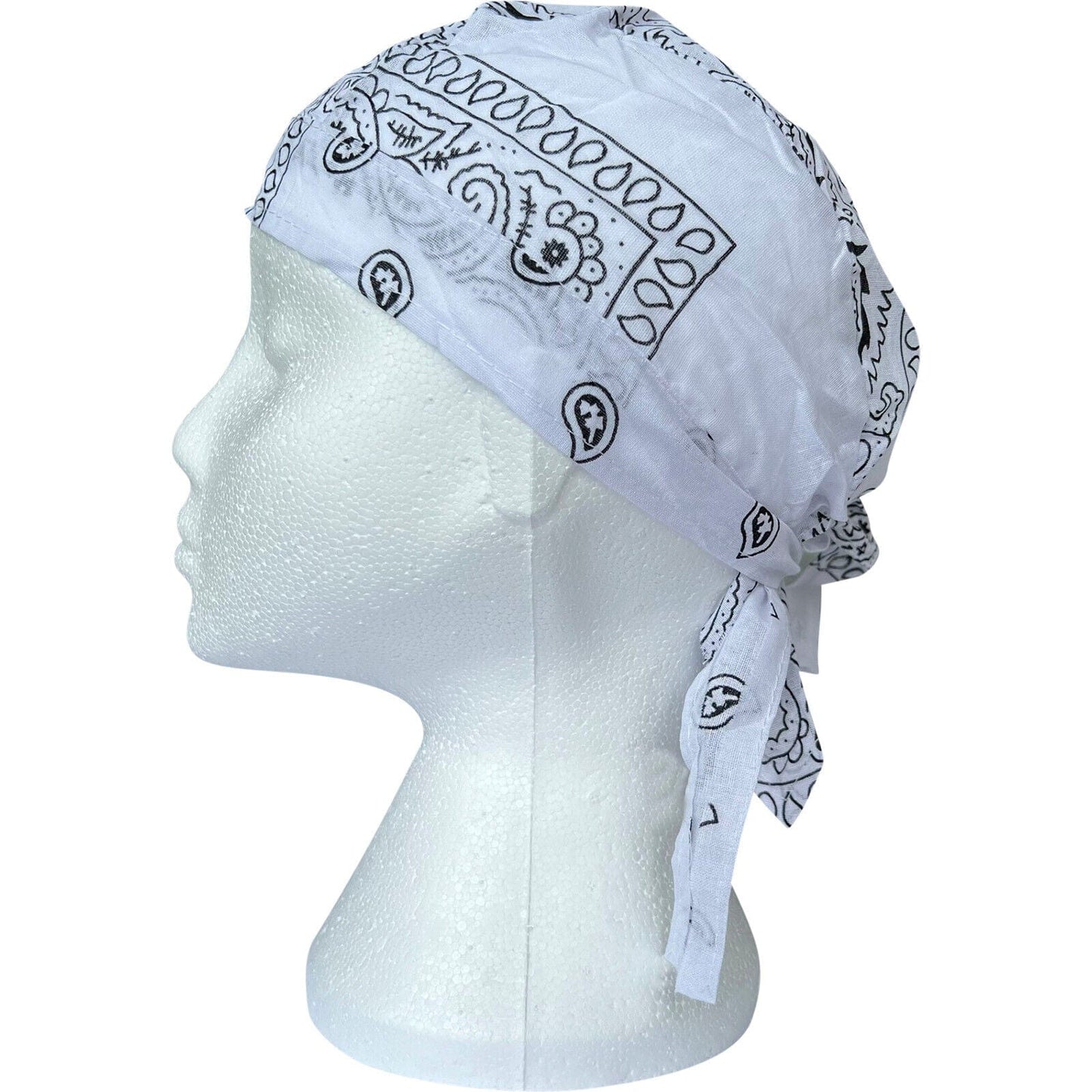 White Bandana Zandana Hairband Headband Headscarf Durag Hair Head Band Hat Cap