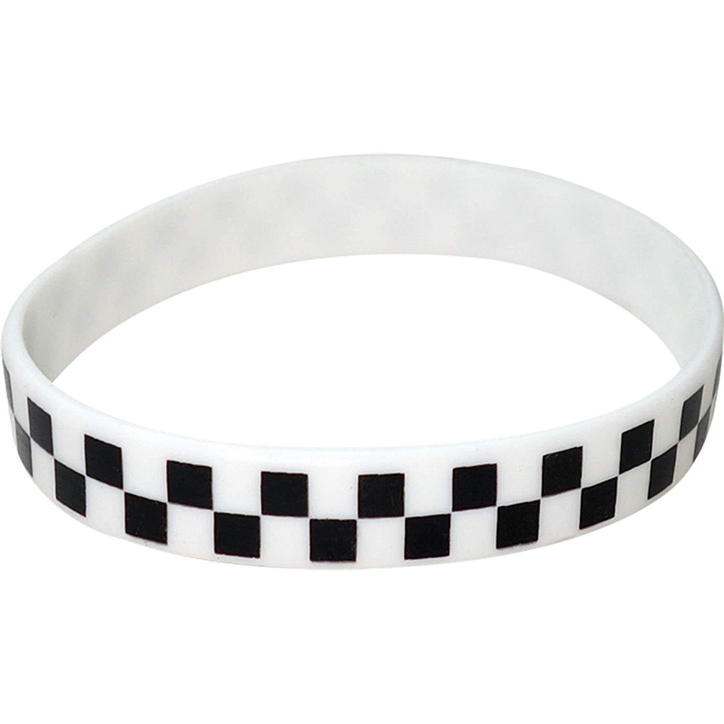 White Black Chef Check Rubber Wristband Bracelet Male Womens Mans Kids Jewellery