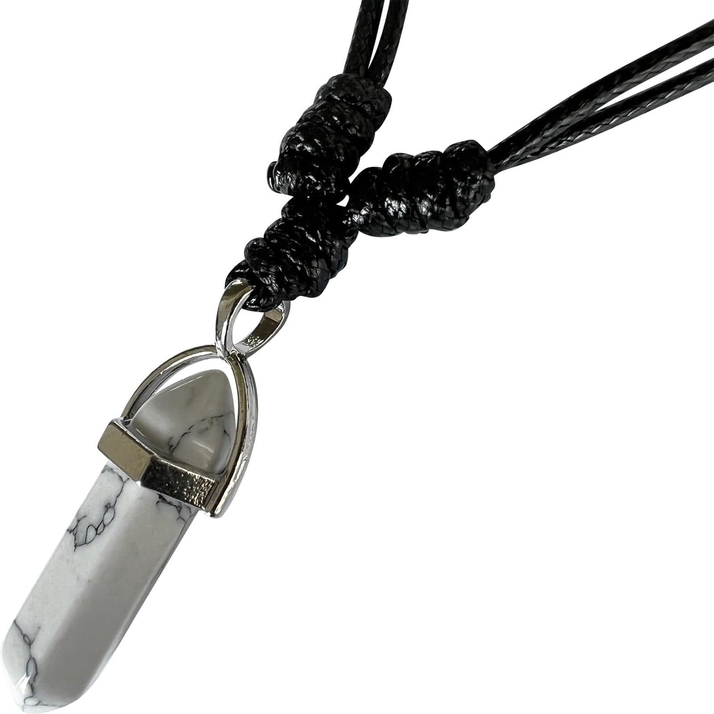 White Howlite Crystal Necklace Pendant Womens Mens Girls Natural Stone Jewellery