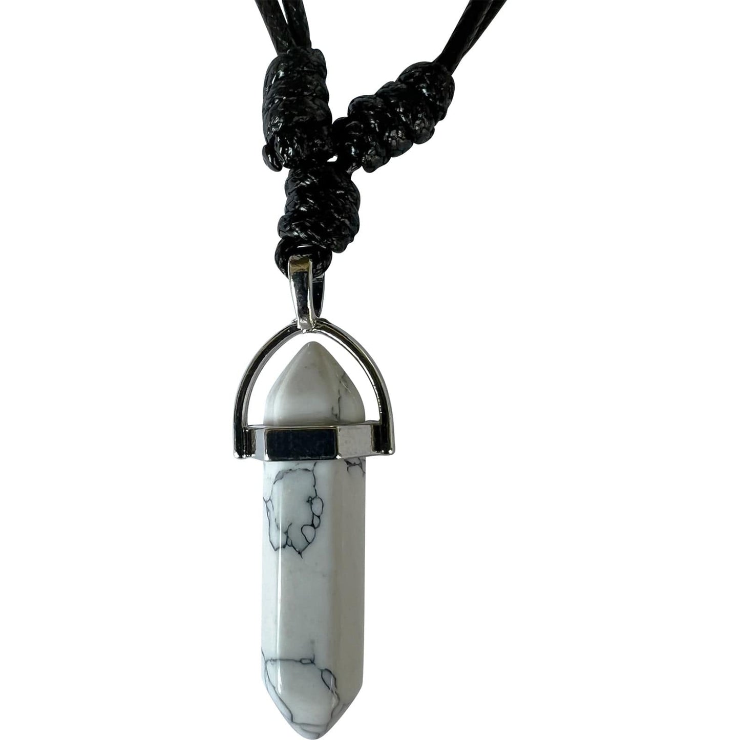 White Howlite Crystal Necklace Pendant Womens Mens Girls Natural Stone Jewellery