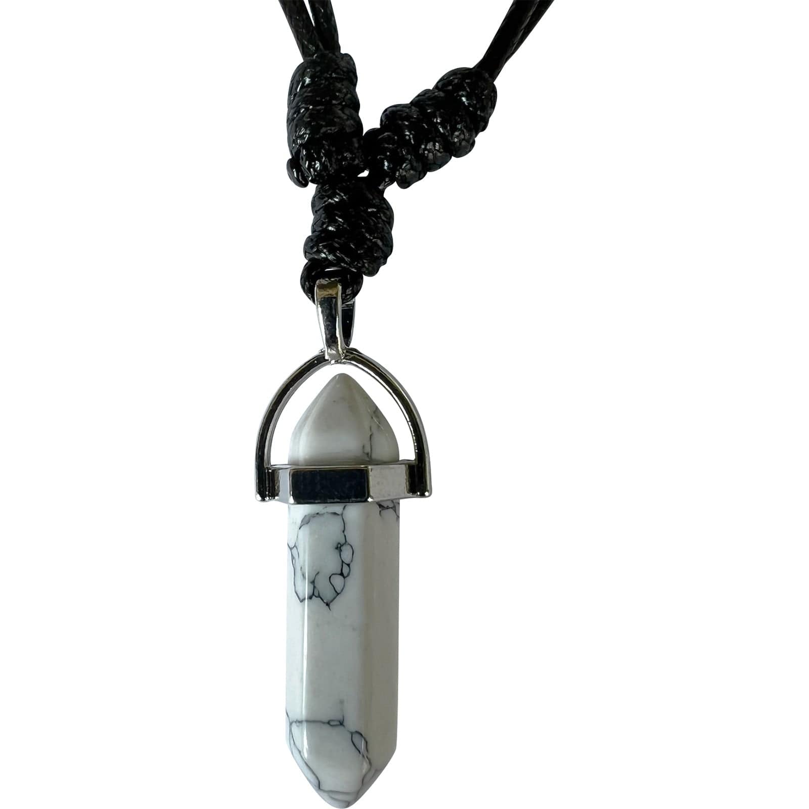 White Howlite Crystal Necklace Pendant Womens Mens Girls Natural Stone Jewellery