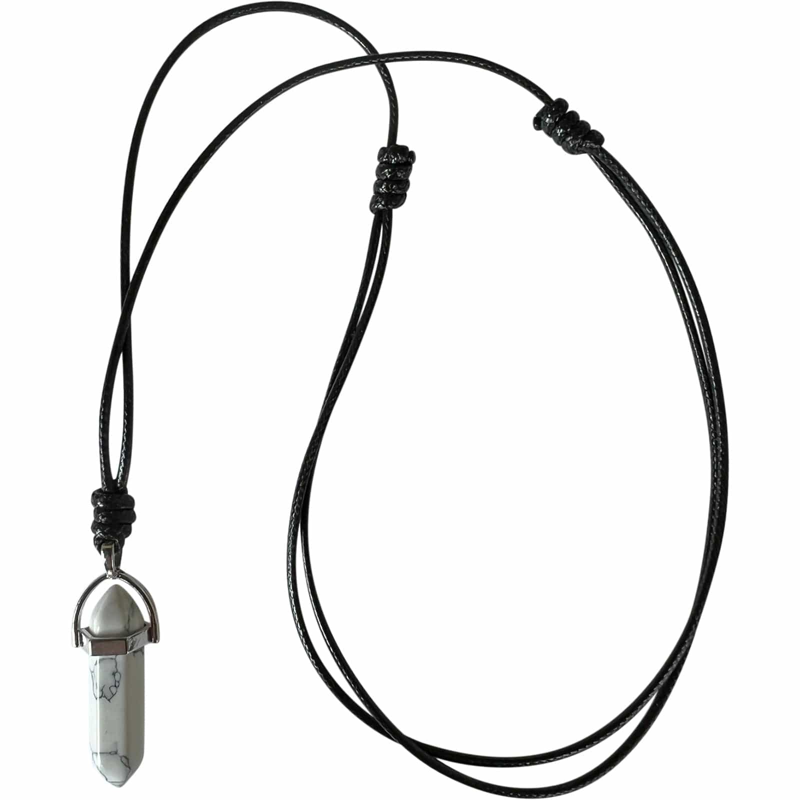 White Howlite Crystal Necklace Pendant Womens Mens Girls Natural Stone Jewellery