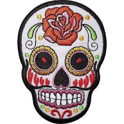 White Skull Rose Flower Embroidered Iron / Sew On Patch Clothes Badge Transfer