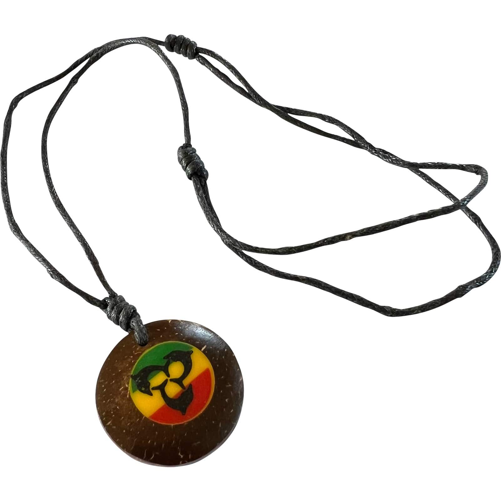 Wood Dolphin Pendant Necklace Black Cord Chain Mens Womens Girls Boys Jewellery