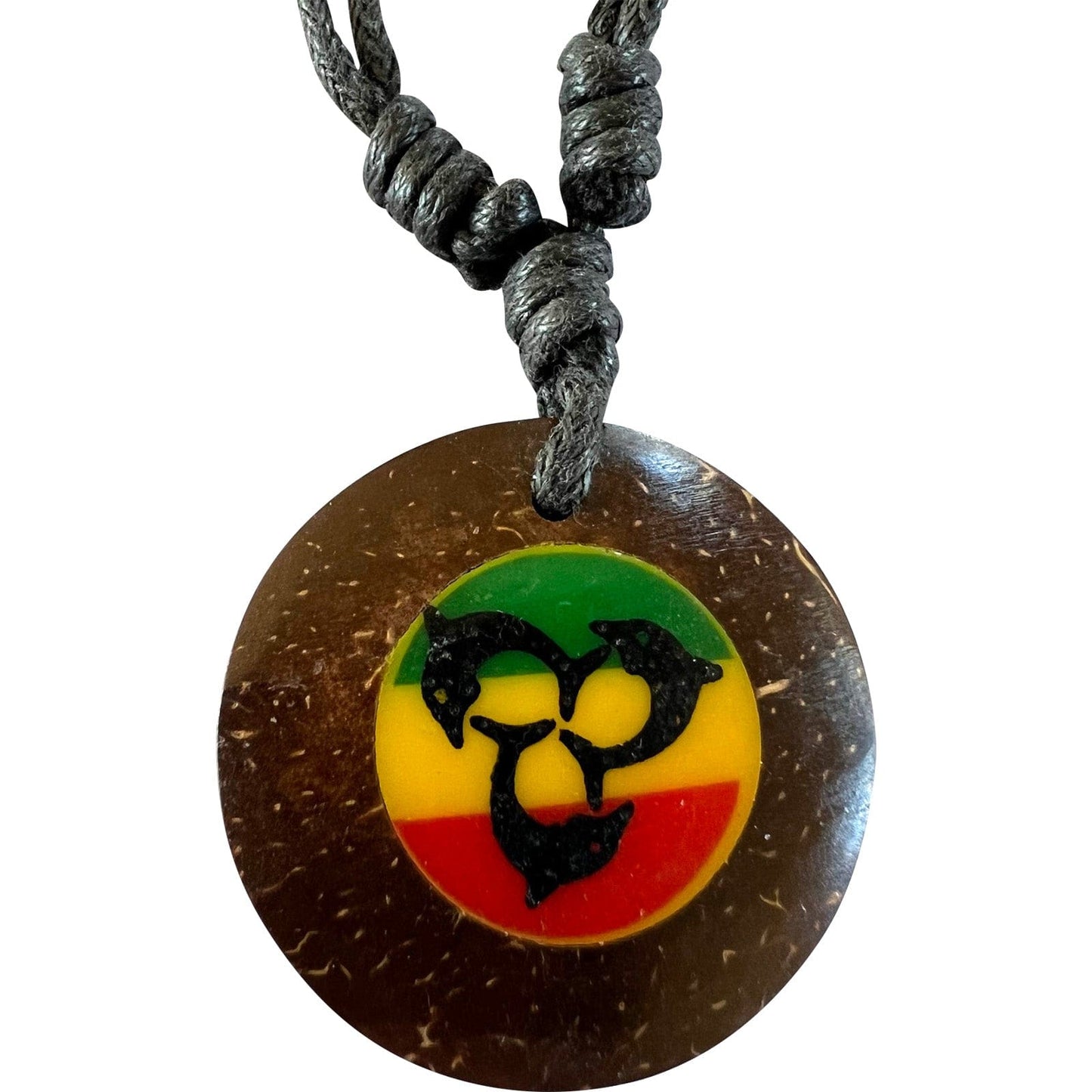 Wood Dolphin Pendant Necklace Black Cord Chain Mens Womens Girls Boys Jewellery