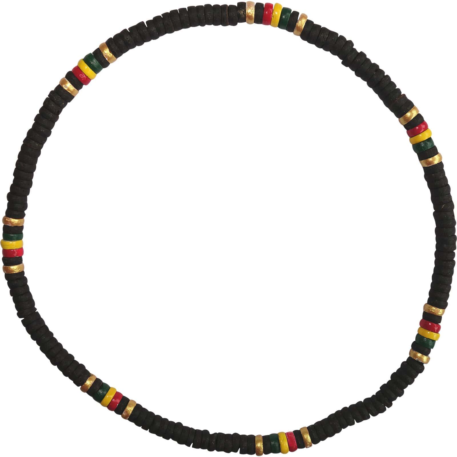 Wooden Necklace Chain Mens Womens Rasta Reggae Gold Colour Beads Wood Jewellery