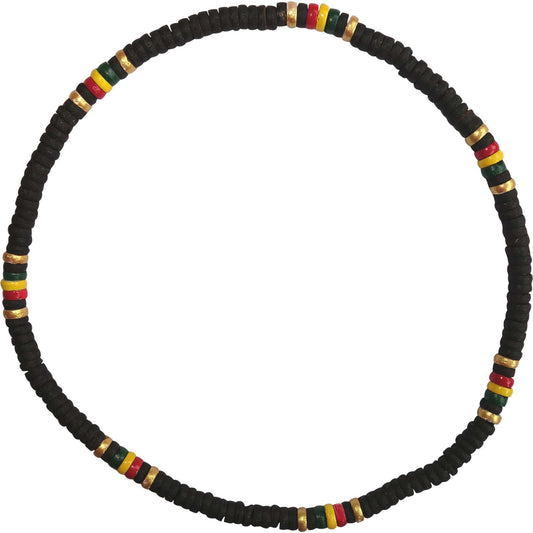 Wooden Necklace Chain Mens Womens Rasta Reggae Gold Colour Beads Wood Jewellery