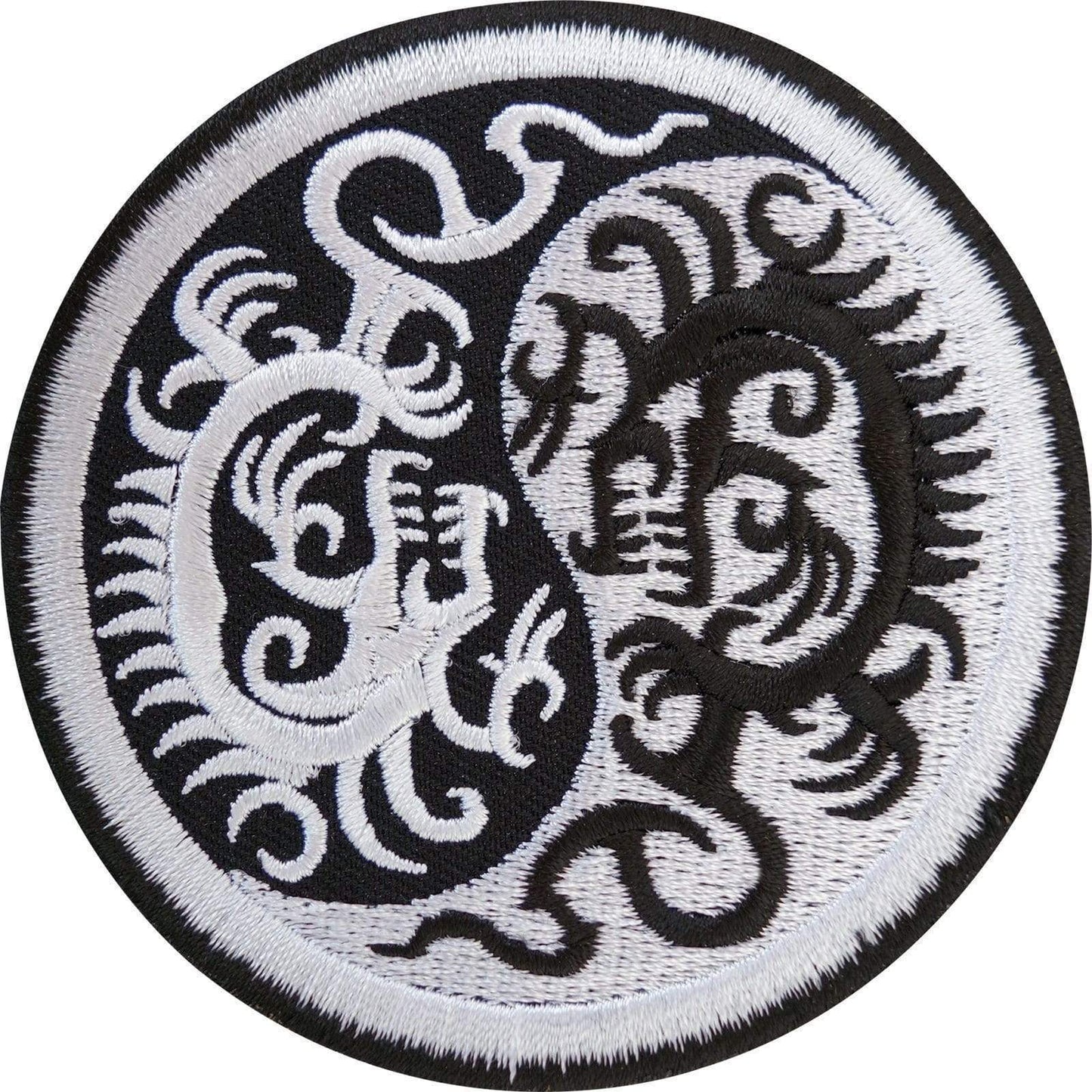 Yin and Yang Chinese Dragon Embroidered Iron / Sew On Patch T Shirt Jacket Badge
