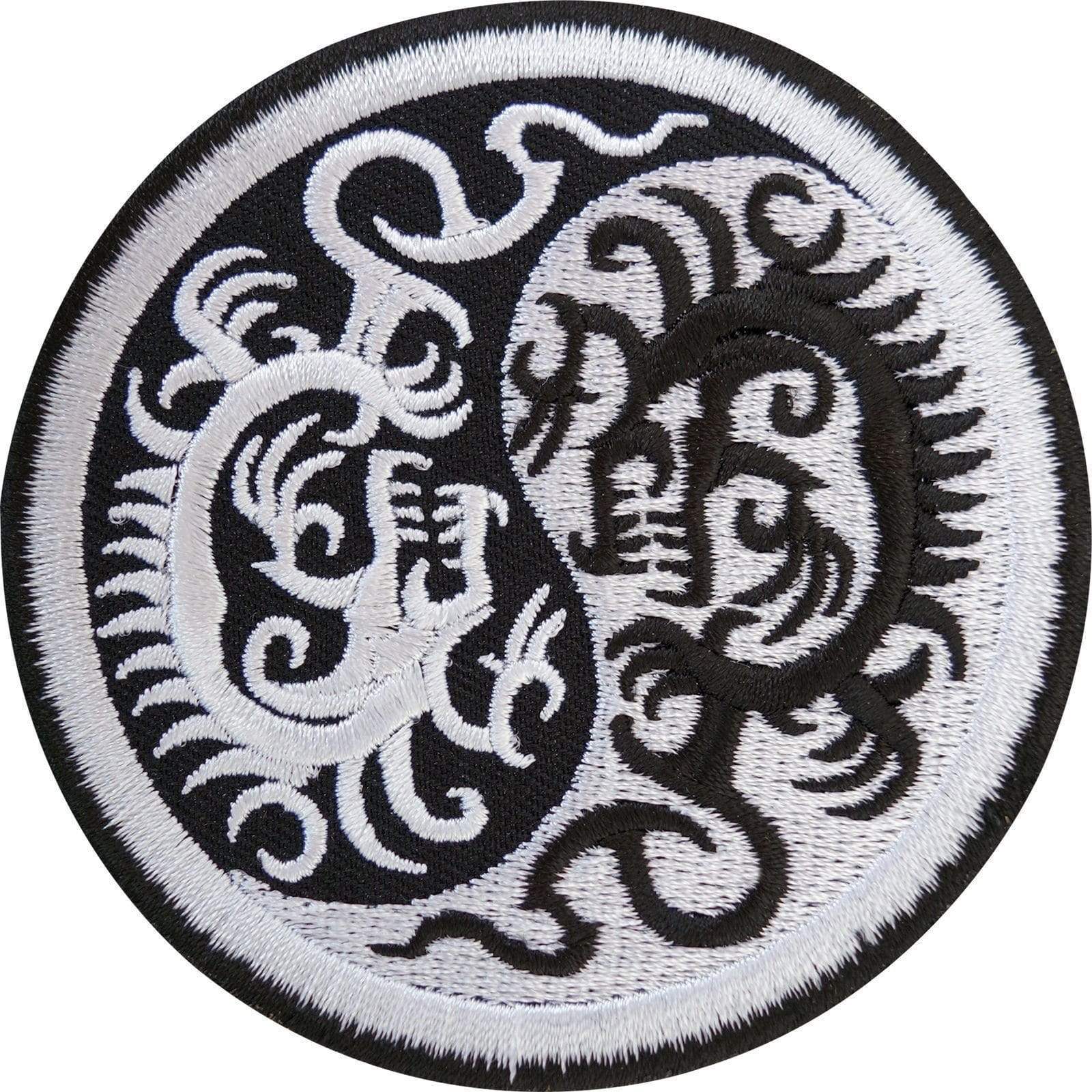 Yin and Yang Chinese Dragon Embroidered Iron / Sew On Patch T Shirt Jacket Badge