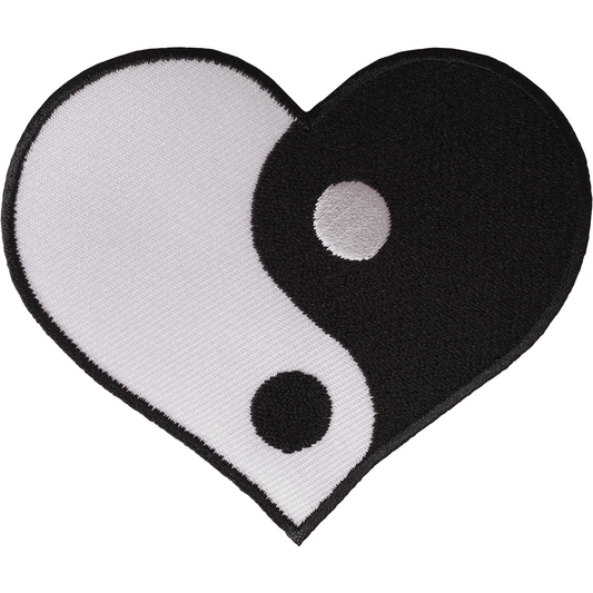 Yin and Yang Love Heart Patch Iron Sew On Embroidered Badge Embroidery Applique