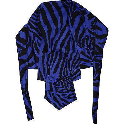 Zebra Print Pre Tied Blue Black Bandana Chef Skull Cap Motorbike Cycling Sun Hat